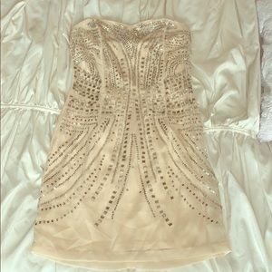 H&M Blush Silk Lined Sequin Strapless Dress